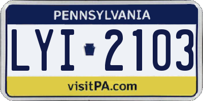 PA license plate LYI2103