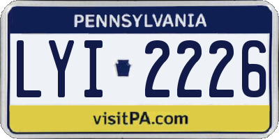 PA license plate LYI2226