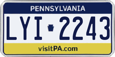 PA license plate LYI2243