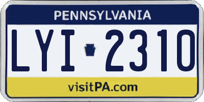 PA license plate LYI2310