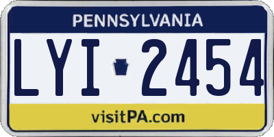 PA license plate LYI2454