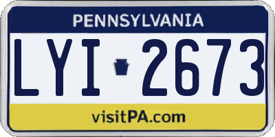 PA license plate LYI2673