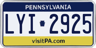 PA license plate LYI2925