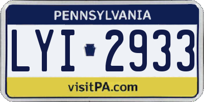 PA license plate LYI2933