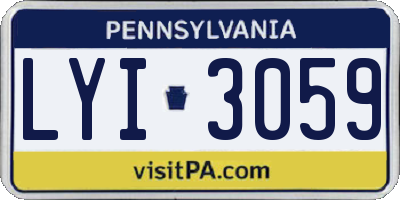 PA license plate LYI3059