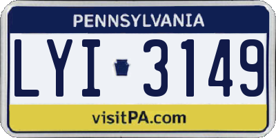 PA license plate LYI3149