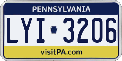 PA license plate LYI3206