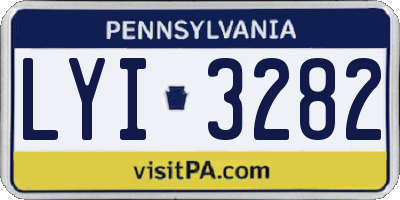PA license plate LYI3282