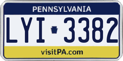 PA license plate LYI3382