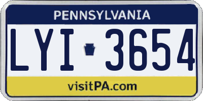 PA license plate LYI3654