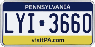 PA license plate LYI3660