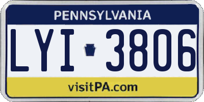 PA license plate LYI3806