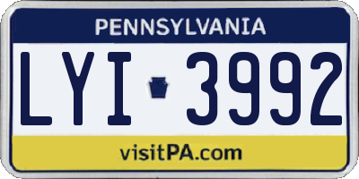 PA license plate LYI3992