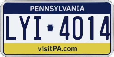 PA license plate LYI4014