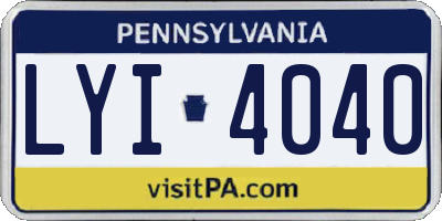 PA license plate LYI4040
