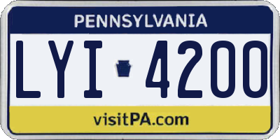 PA license plate LYI4200
