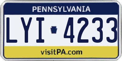 PA license plate LYI4233