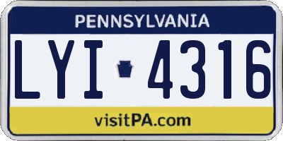 PA license plate LYI4316