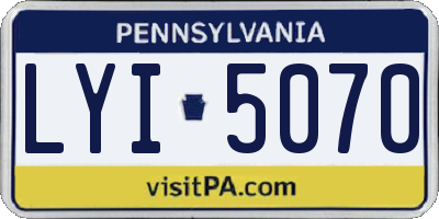 PA license plate LYI5070