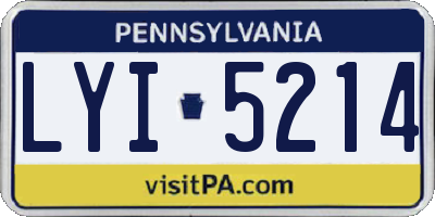 PA license plate LYI5214
