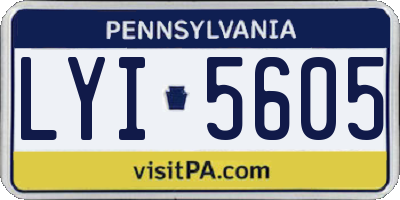 PA license plate LYI5605