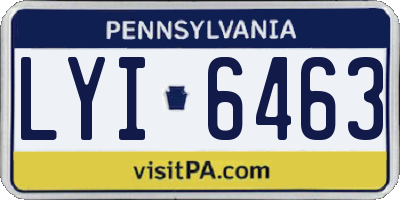 PA license plate LYI6463