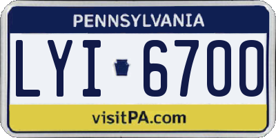 PA license plate LYI6700