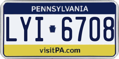 PA license plate LYI6708