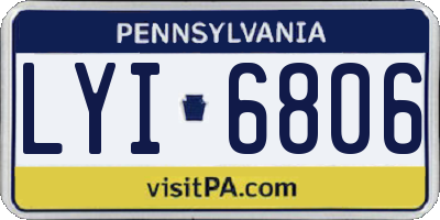 PA license plate LYI6806