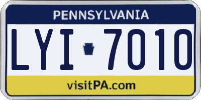 PA license plate LYI7010
