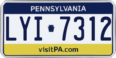PA license plate LYI7312