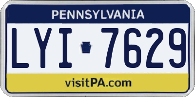 PA license plate LYI7629
