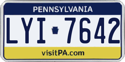PA license plate LYI7642
