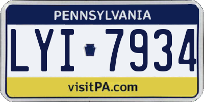 PA license plate LYI7934