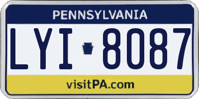 PA license plate LYI8087
