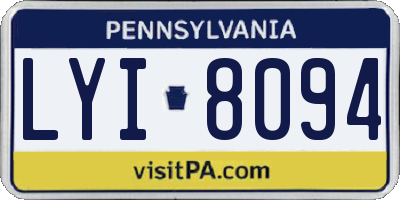 PA license plate LYI8094