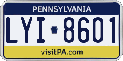 PA license plate LYI8601