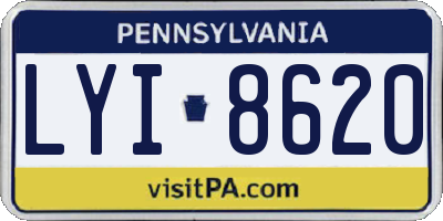 PA license plate LYI8620