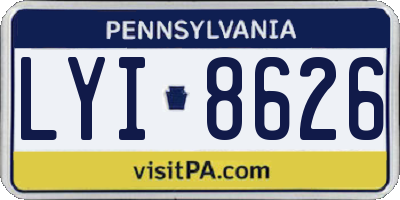 PA license plate LYI8626