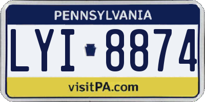 PA license plate LYI8874