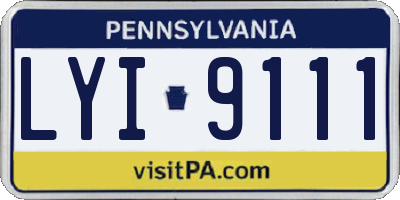 PA license plate LYI9111