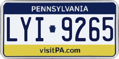 PA license plate LYI9265