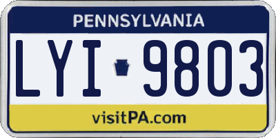 PA license plate LYI9803
