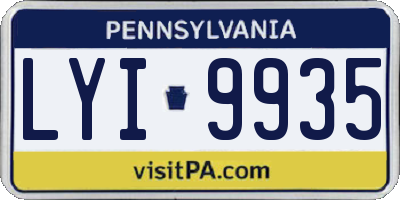 PA license plate LYI9935