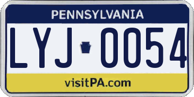 PA license plate LYJ0054