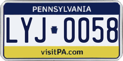 PA license plate LYJ0058