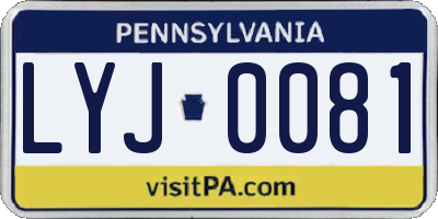 PA license plate LYJ0081