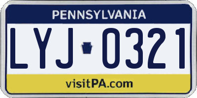 PA license plate LYJ0321