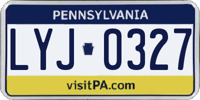 PA license plate LYJ0327
