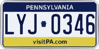 PA license plate LYJ0346
